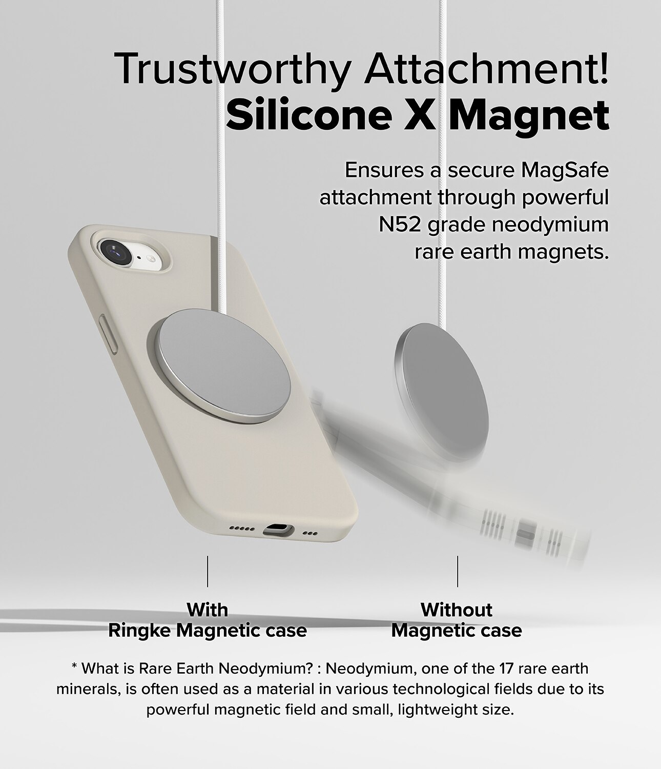 Silicone Magnetic Coque iPhone 16e Stone