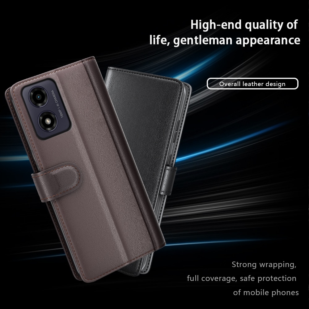Étui en cuir veritable Motorola Moto G24, Noir