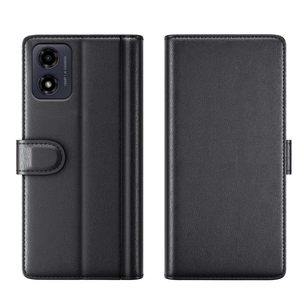 Étui en cuir veritable Motorola Moto G24, Noir