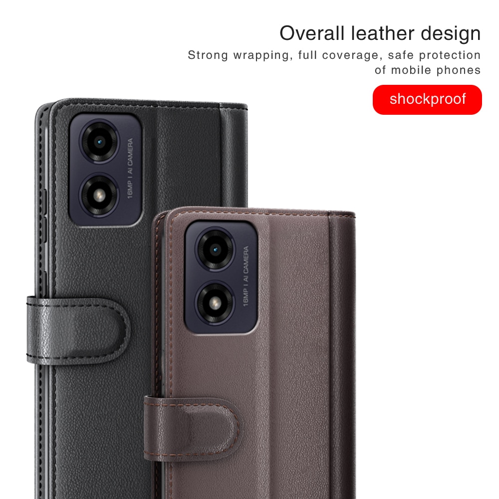 Étui en cuir veritable Motorola Moto G24, Noir