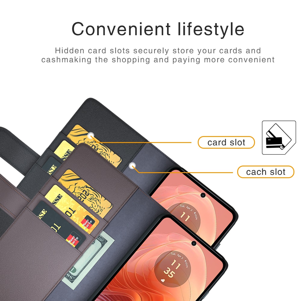 Étui en cuir veritable Motorola Moto G24, Noir