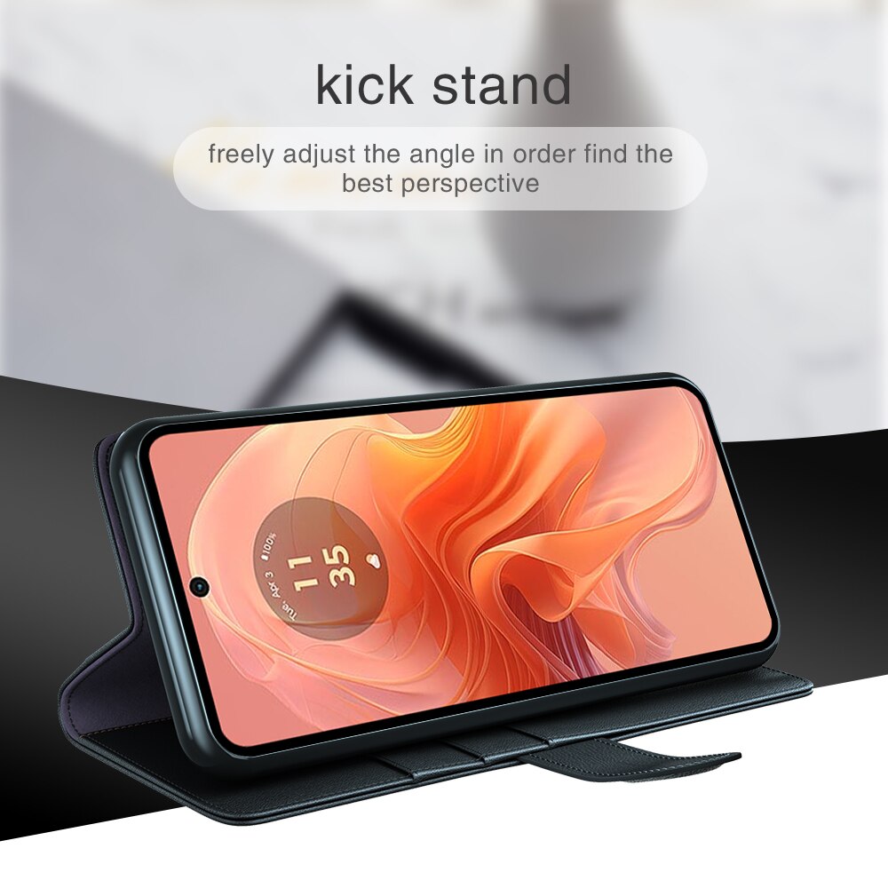Étui en cuir veritable Motorola Moto G24, Noir