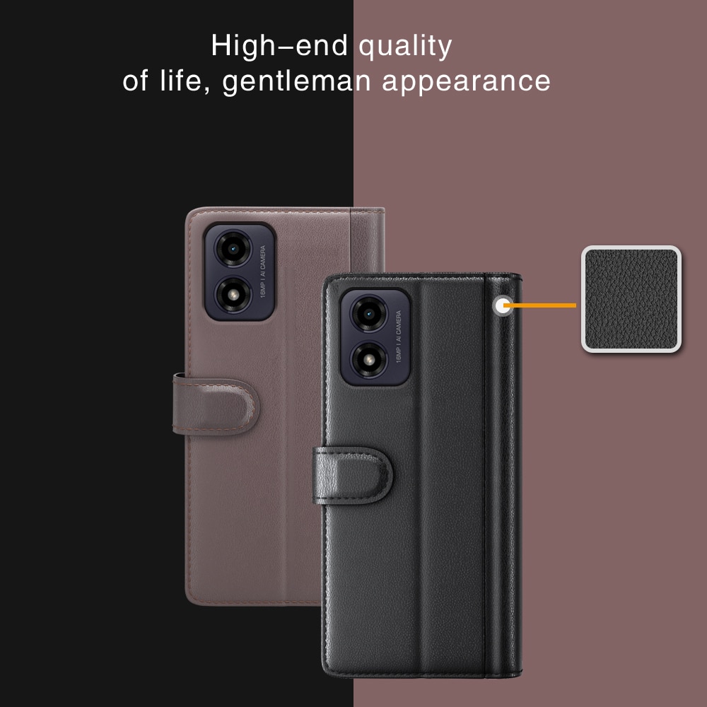 Étui en cuir veritable Motorola Moto G24, Noir