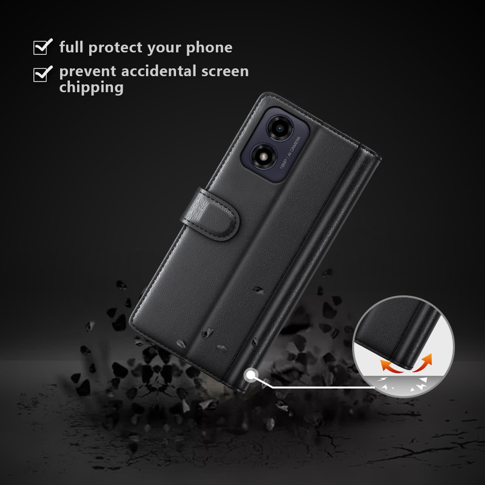 Étui en cuir veritable Motorola Moto G24, Noir