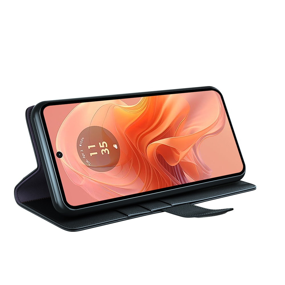 Étui en cuir veritable Motorola Edge 50 Neo, Noir