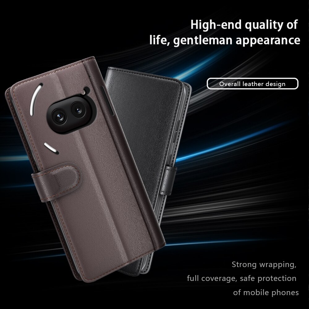 Étui en cuir veritable Nothing Phone 2a, Noir
