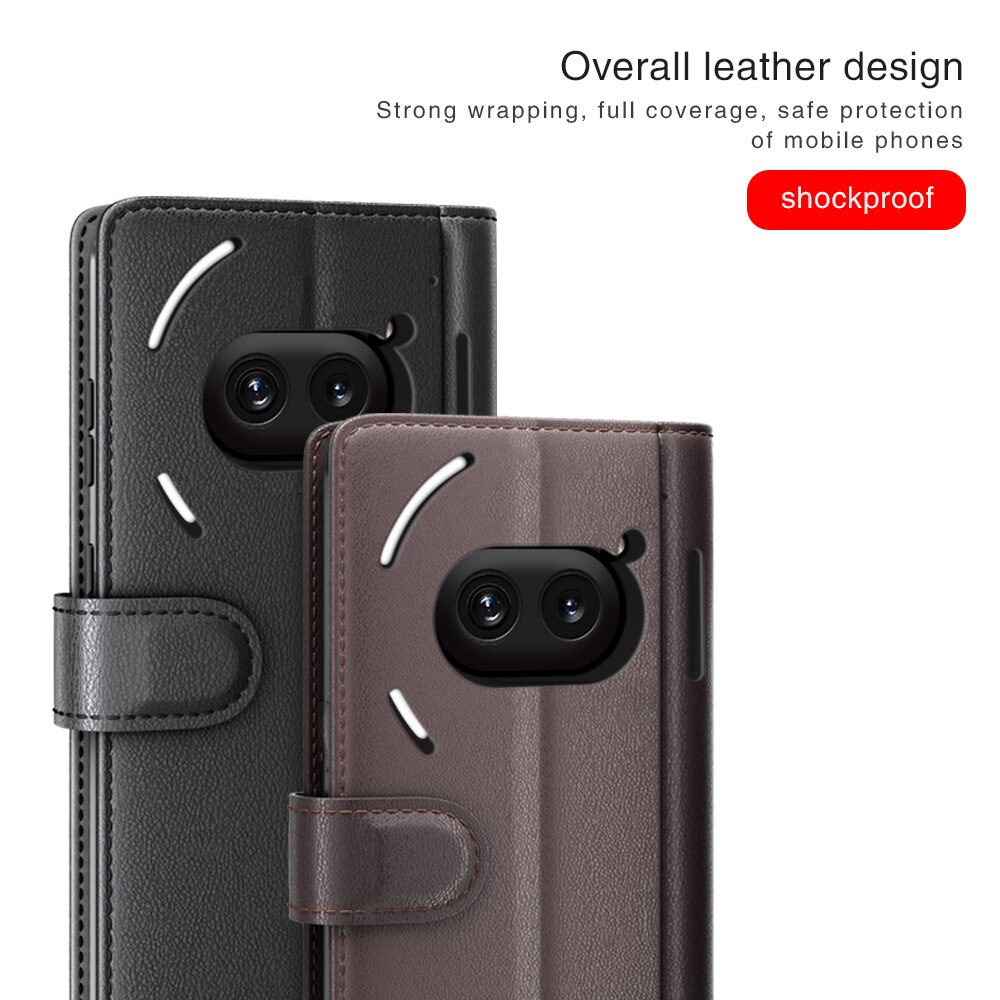 Étui en cuir veritable Nothing Phone 2a, Noir