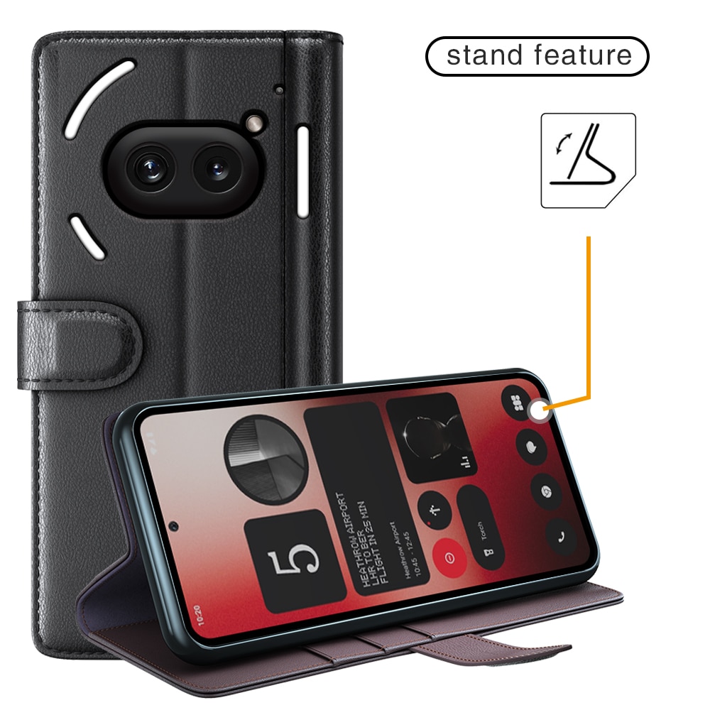 Étui en cuir veritable Nothing Phone 2a, Noir