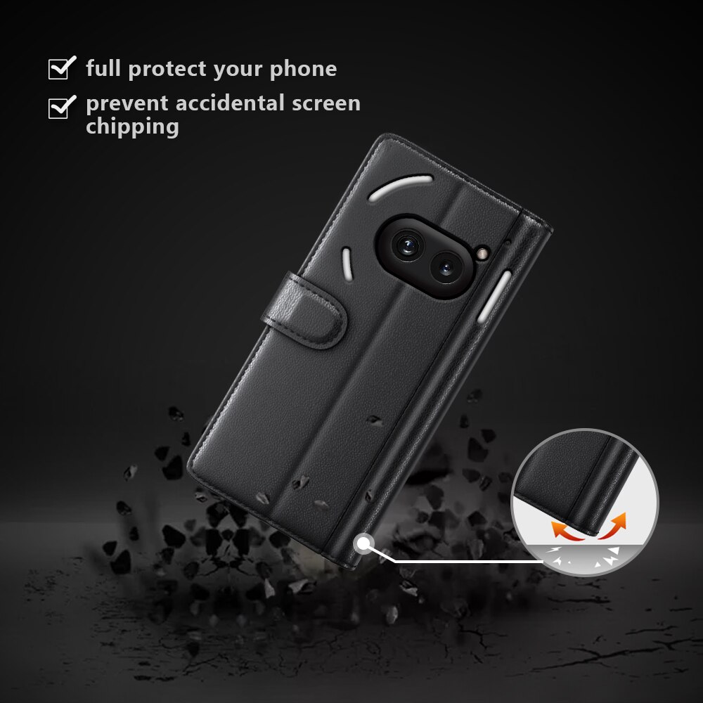 Étui en cuir veritable Nothing Phone 2a, Noir