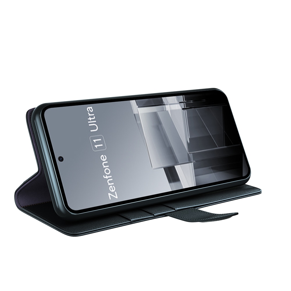 Étui en cuir veritable Asus Zenfone 11 Ultra, Noir
