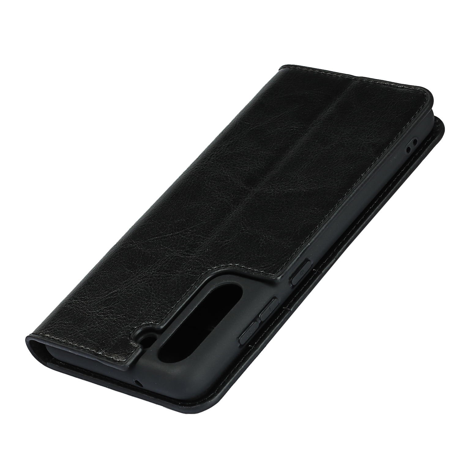 Coque portefeuille en cuir Veritable Samsung Galaxy S21, noir