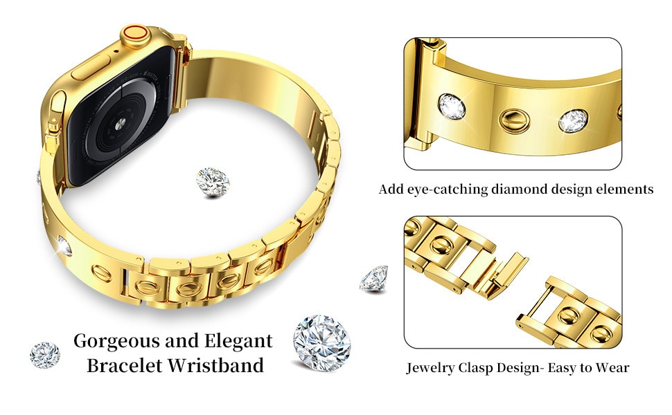 Bracelet Bangle Diamond Apple Watch Series 10 42mm, or