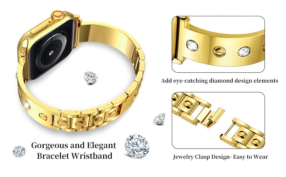 Bracelet Bangle Diamond Apple Watch 38mm, or