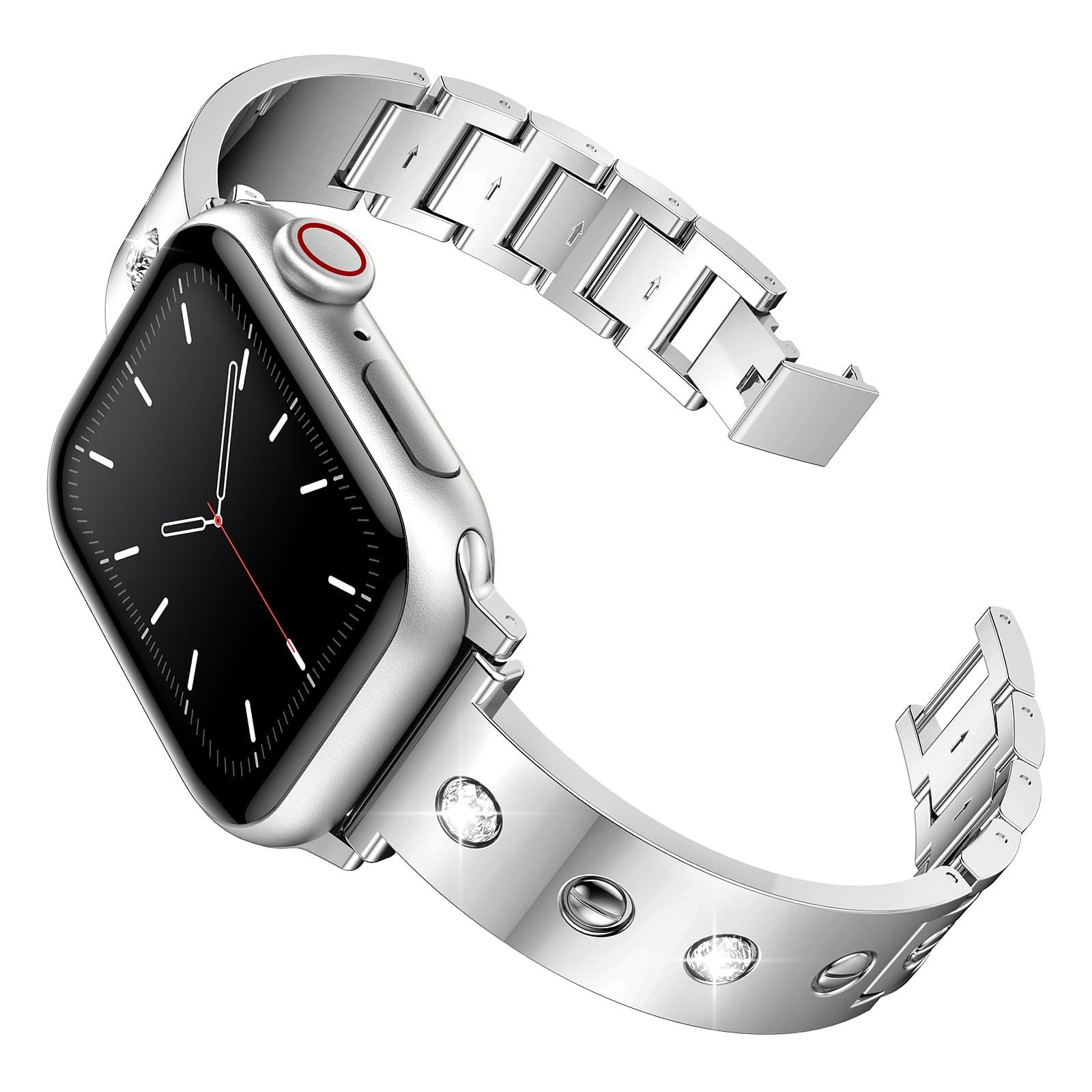 Bracelet Bangle Diamond Apple Watch 41mm Series 9, argent