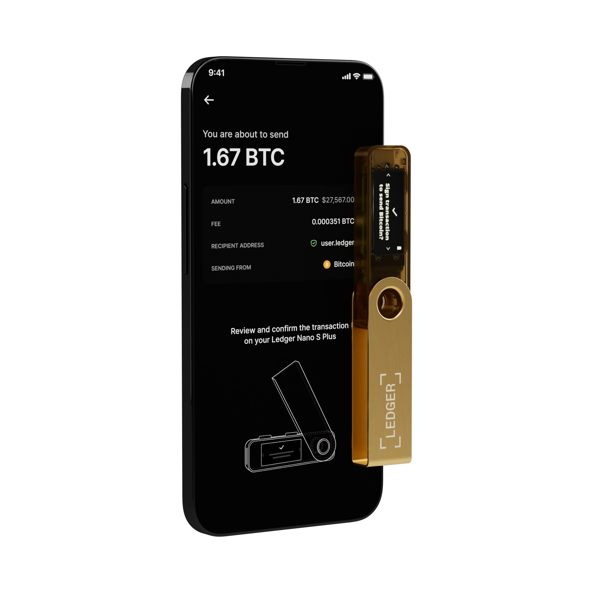 Nano S Plus Crypto Hardware Wallet, Or