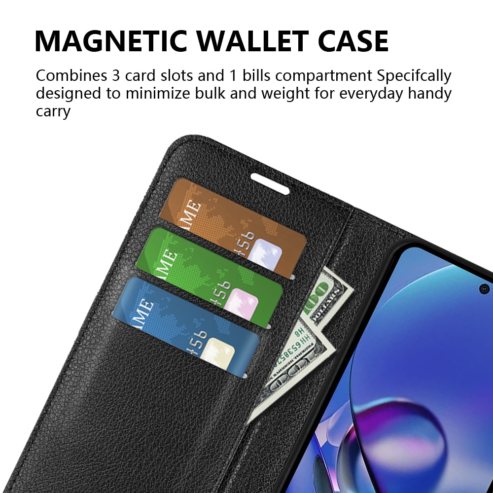 Coque portefeuille Motorola Moto G54, Noir