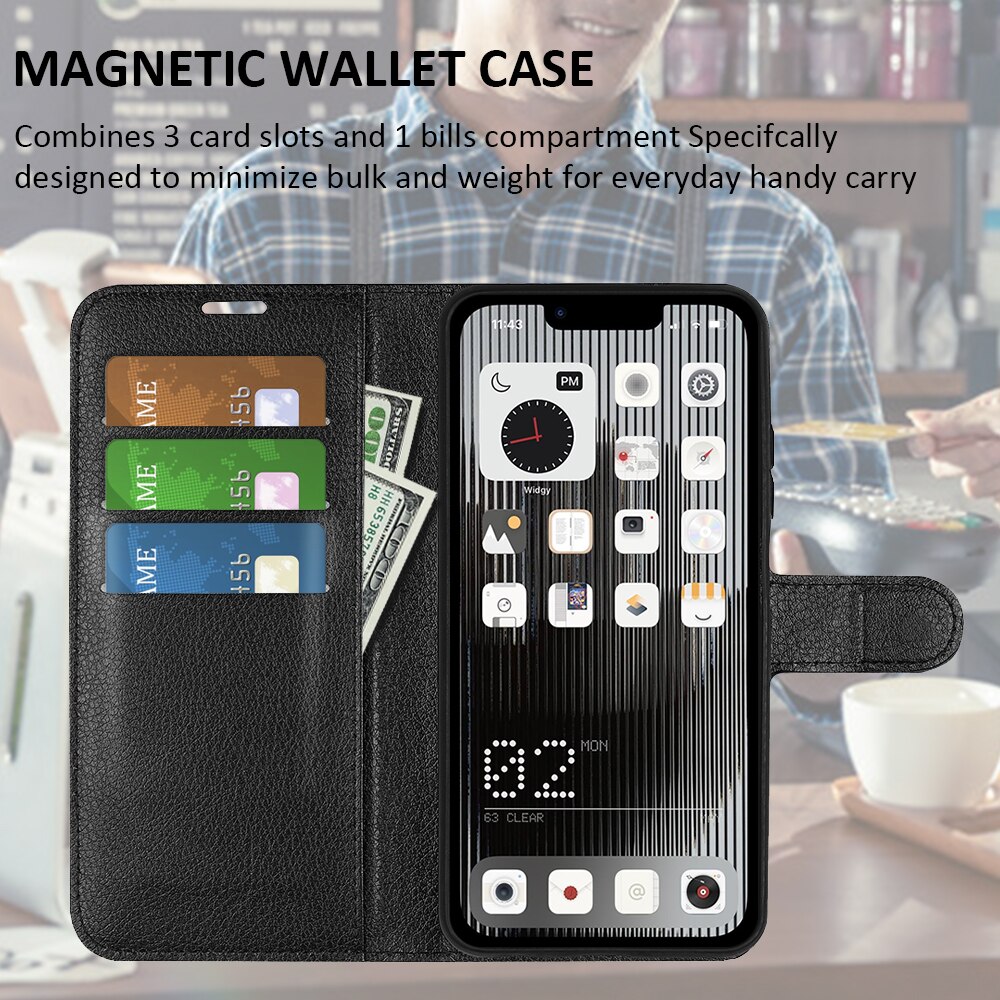 Coque portefeuille Nothing Phone 1, Noir