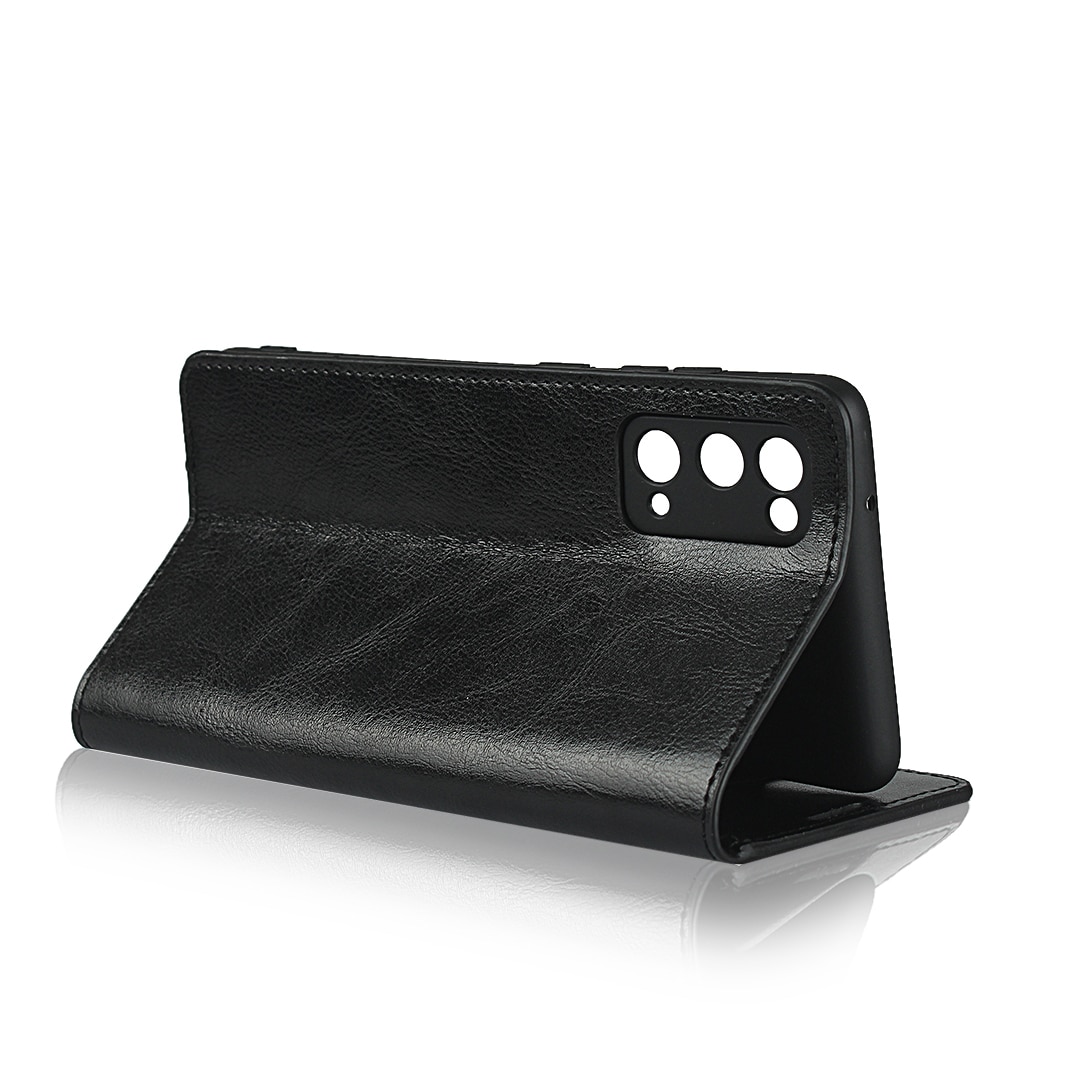 Coque portefeuille en cuir Veritable Samsung Galaxy S20 FE, noir