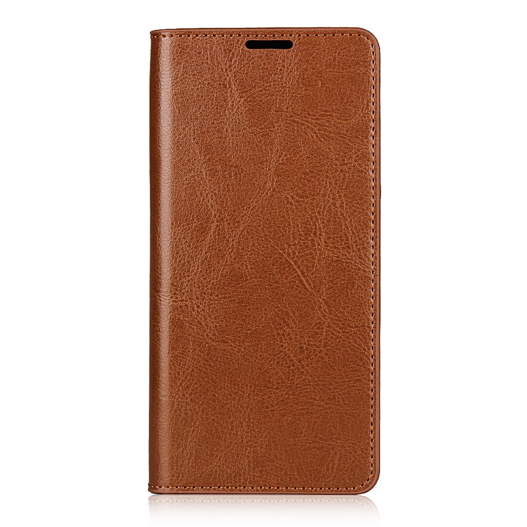 Coque portefeuille en cuir Veritable Samsung Galaxy S20 FE, marron