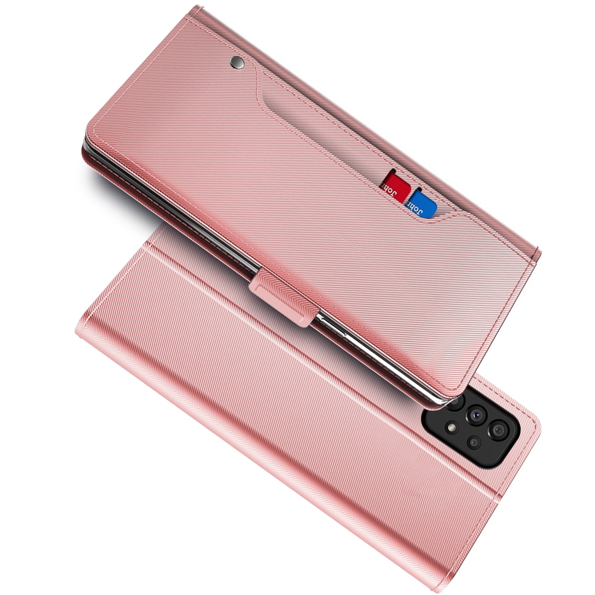 Étui portefeuille Miroir Samsung Galaxy A53 rose doré