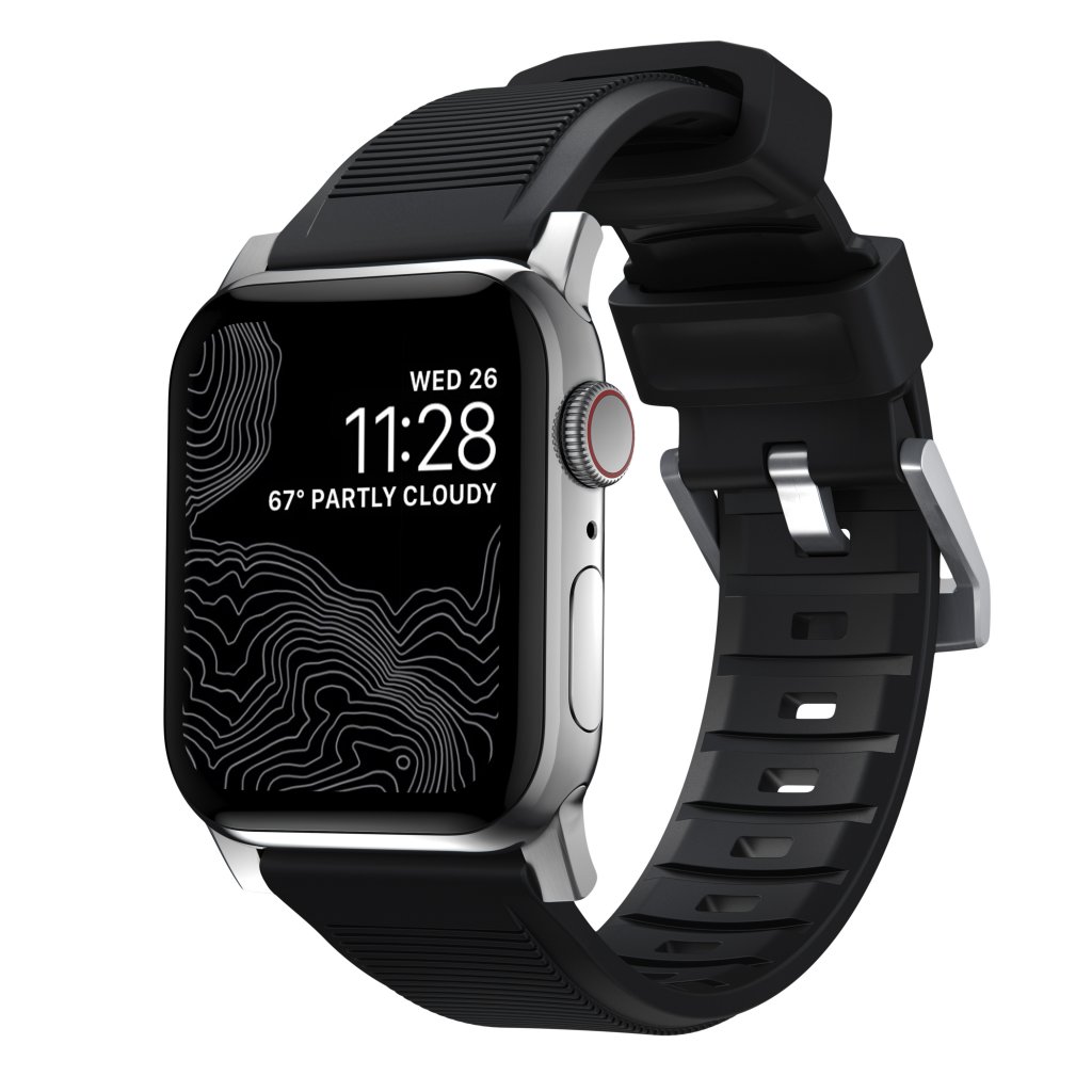 Rugged Band Apple Watch Ultra 2 49mm, Black (Silver Hardware)