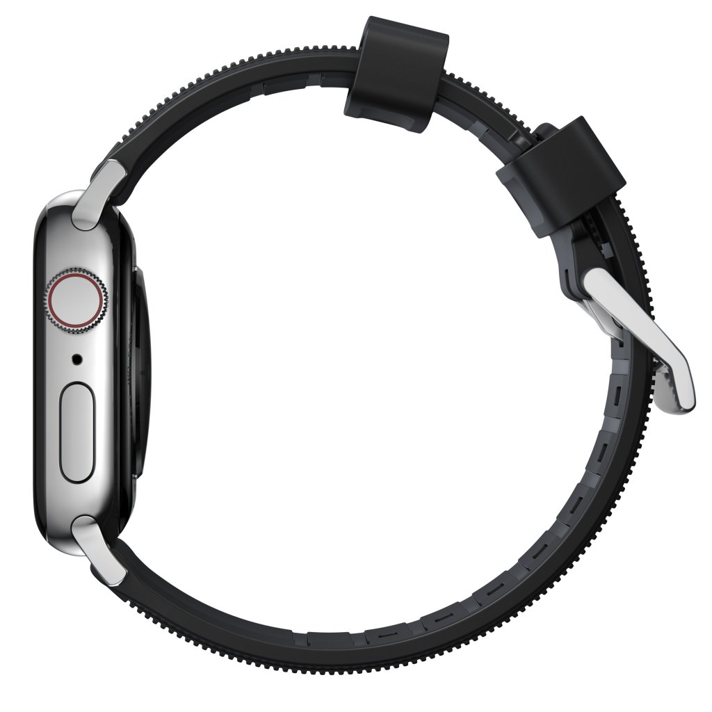 Rugged Band Apple Watch 42/44/45/49 mm, Black (Silver Hardware)