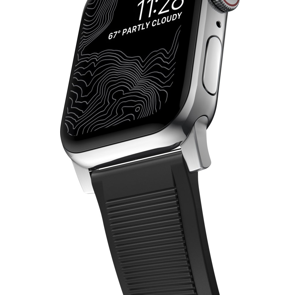 Rugged Band Apple Watch 42/44/45/49 mm, Black (Silver Hardware)