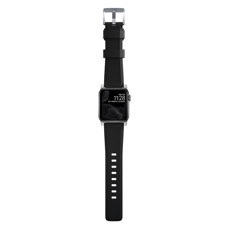 Rugged Band Apple Watch 42/44/45/49 mm, Black (Silver Hardware)