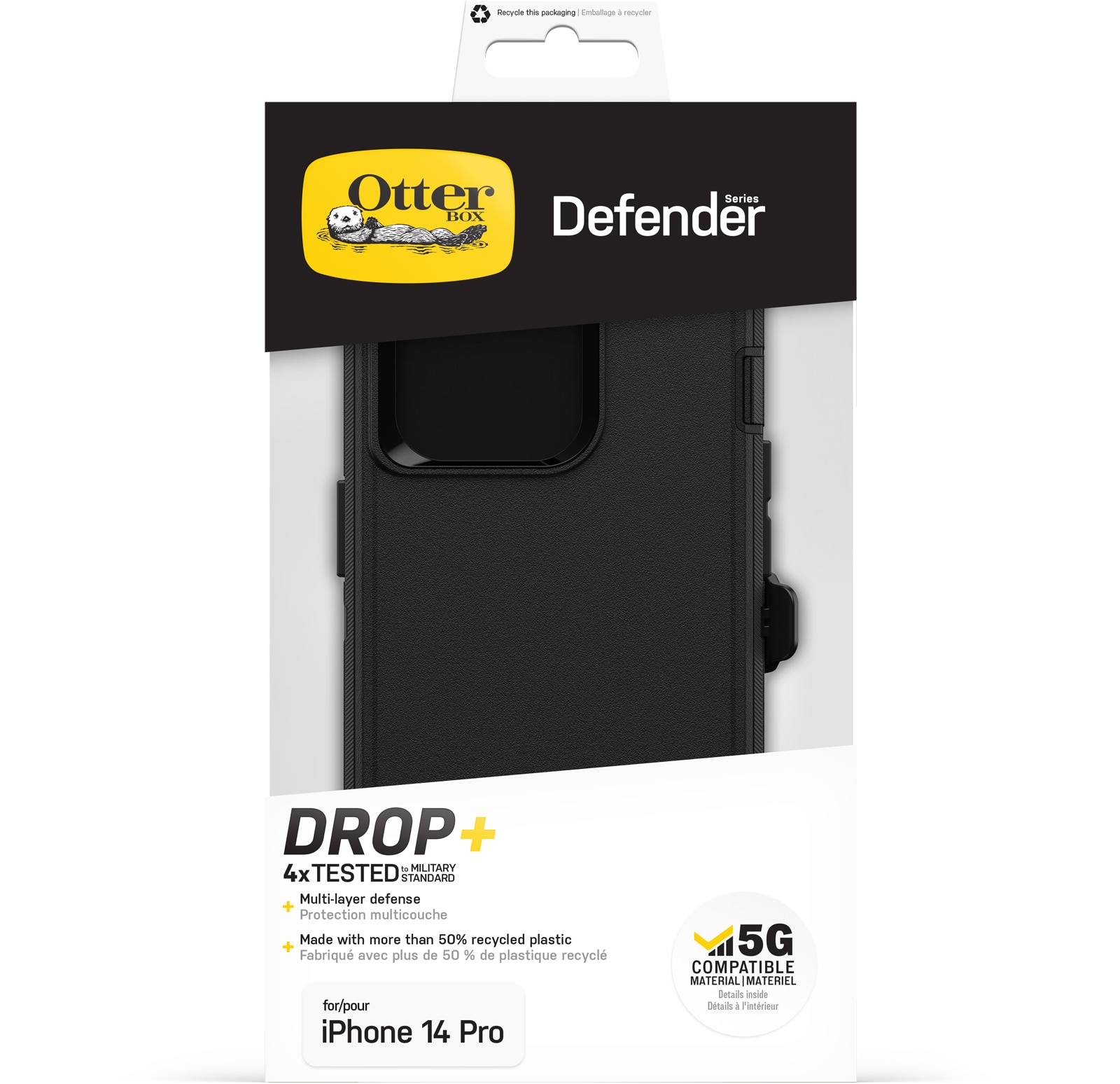 Coque Defender iPhone 14 Pro, noir