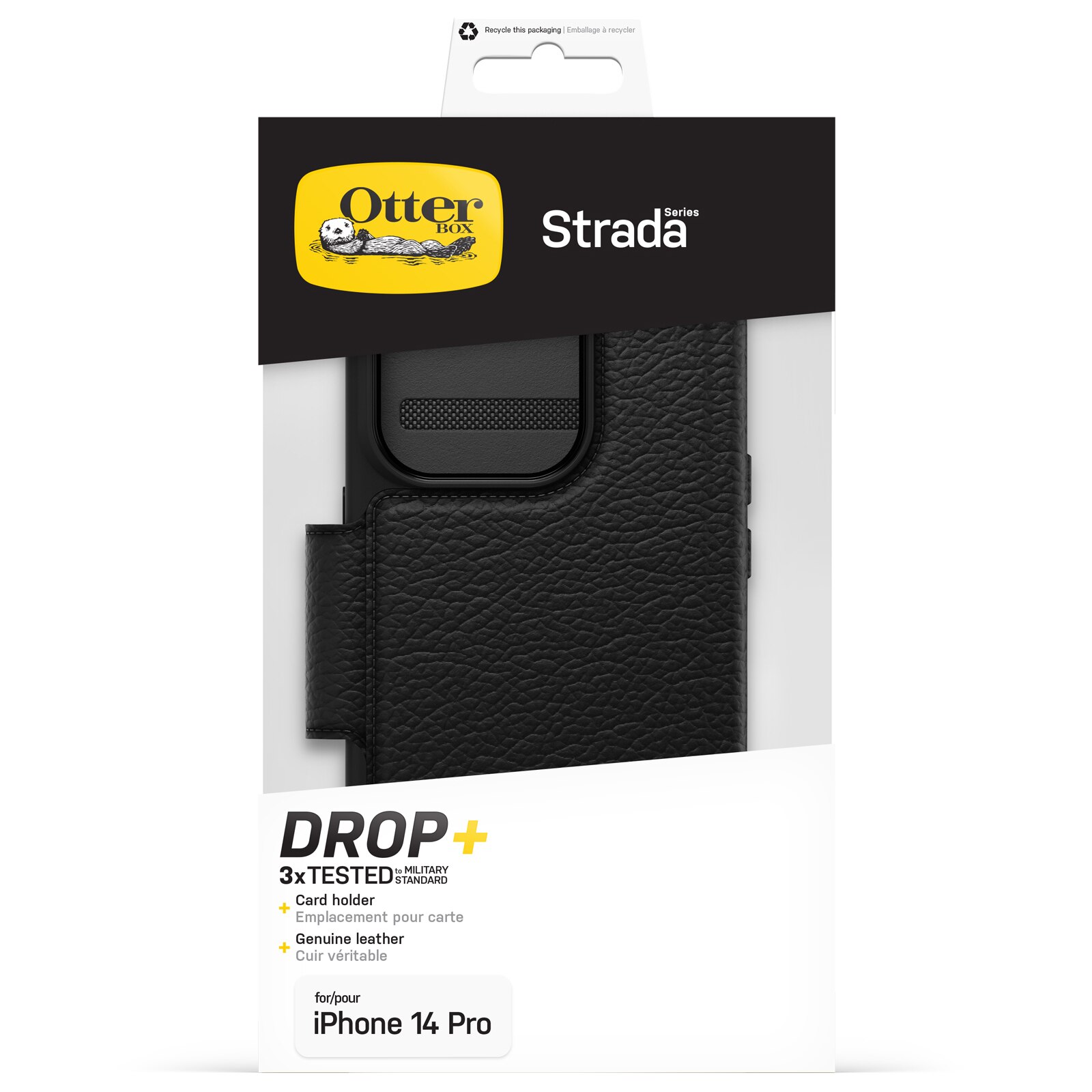 Coque Strada iPhone 14 Pro, noir