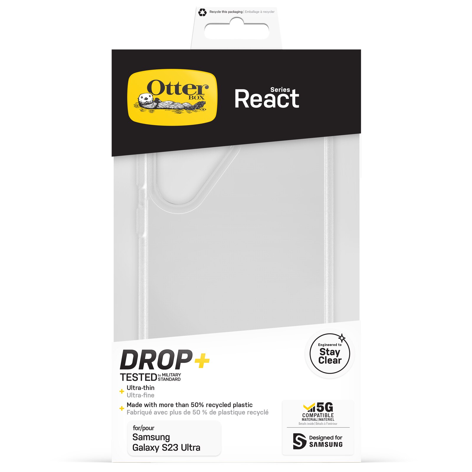 Coque React Samsung Galaxy S23 Ultra, Clear