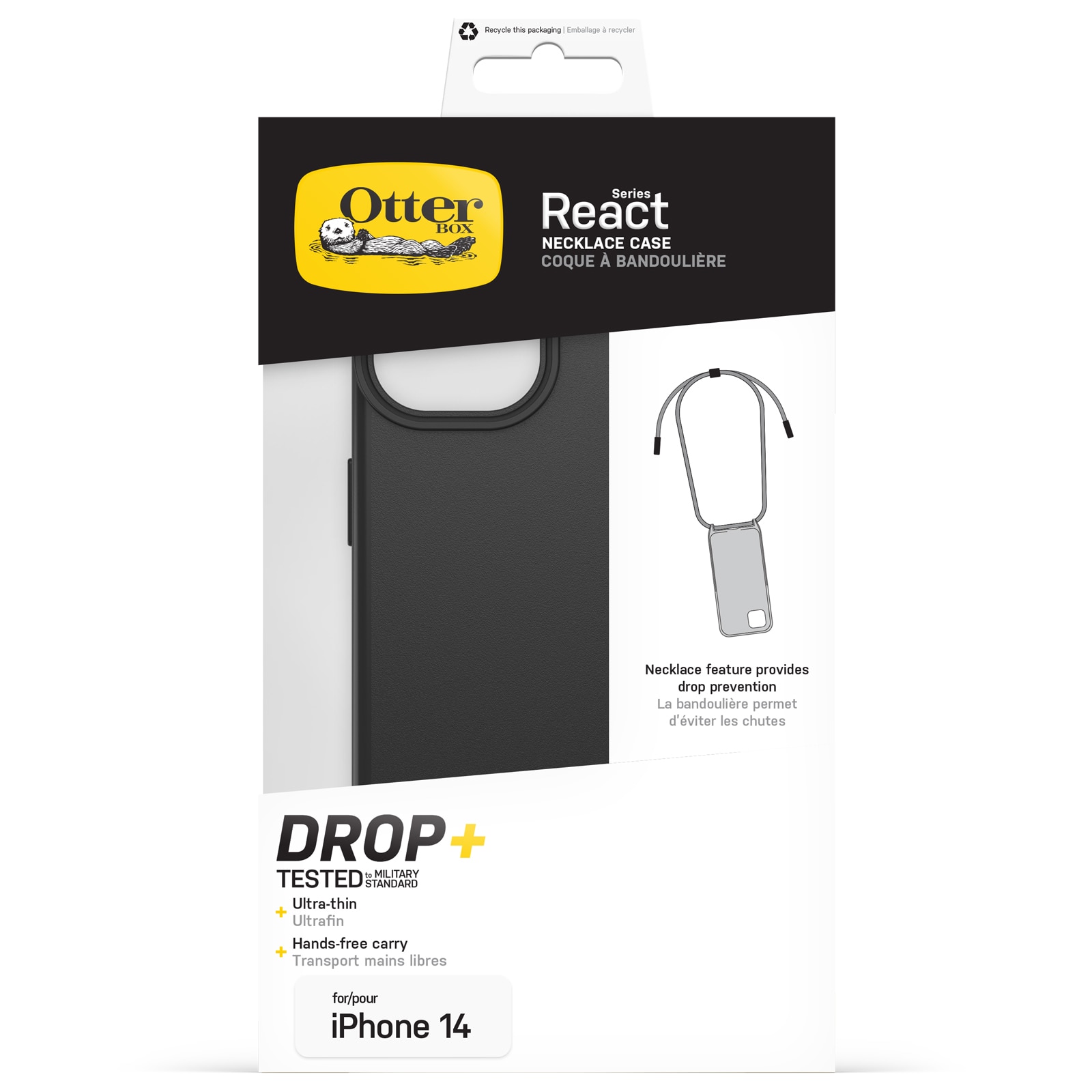 Coque React Necklace MagSafe iPhone 14, noir