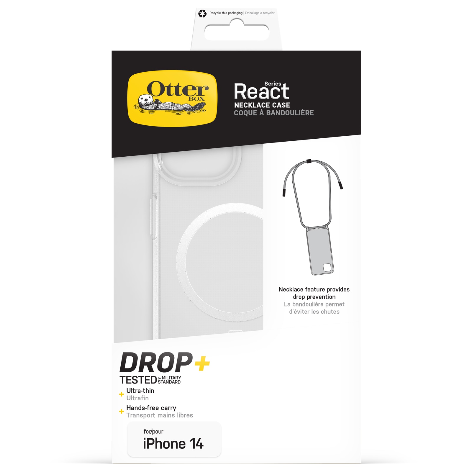 Coque React Necklace MagSafe iPhone 14, Clear