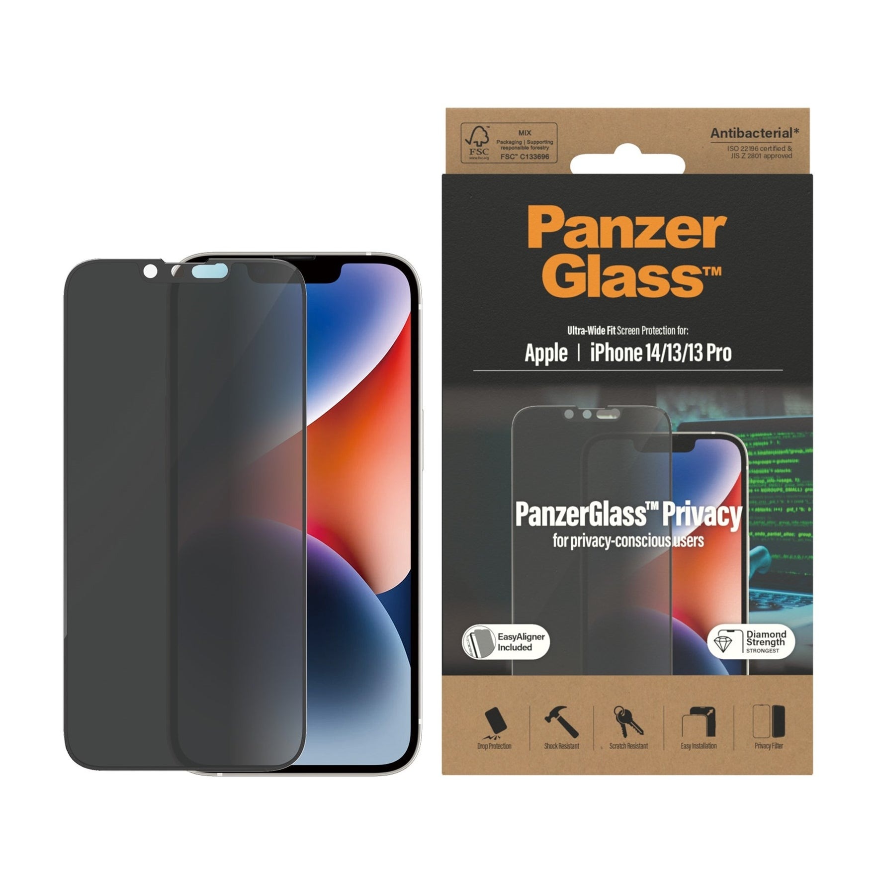 iPhone 16e Privacy Screen Protector (with EasyAligner) Ultra Wide Fit