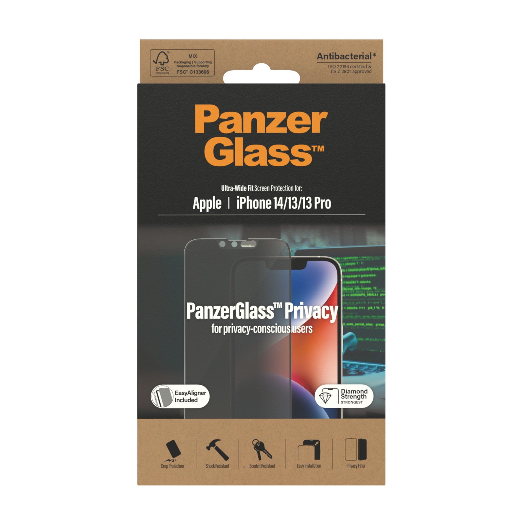 iPhone 16e Privacy Screen Protector (with EasyAligner) Ultra Wide Fit