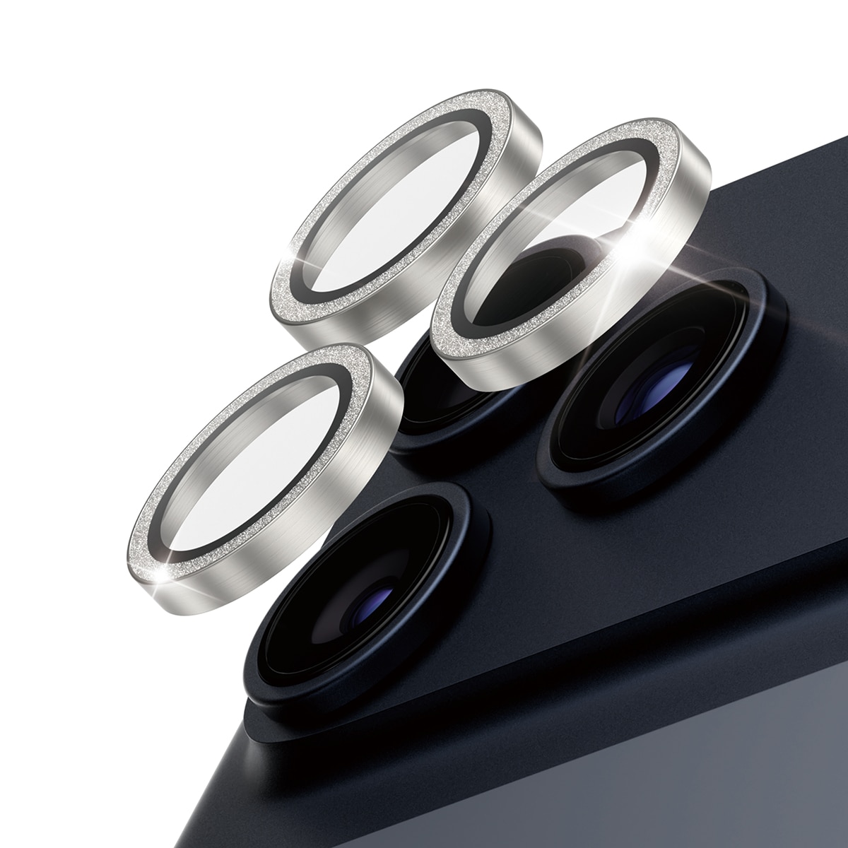 iPhone 17 Pro Hoops Camera Lens Protector, Glitter Silver