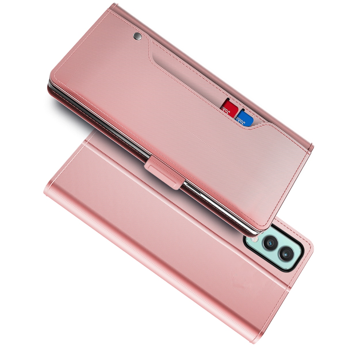Étui portefeuille Miroir OnePlus Nord 2 5G rose doré