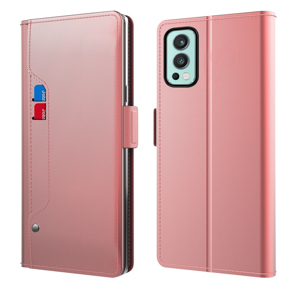 Étui portefeuille Miroir OnePlus Nord 2 5G rose doré