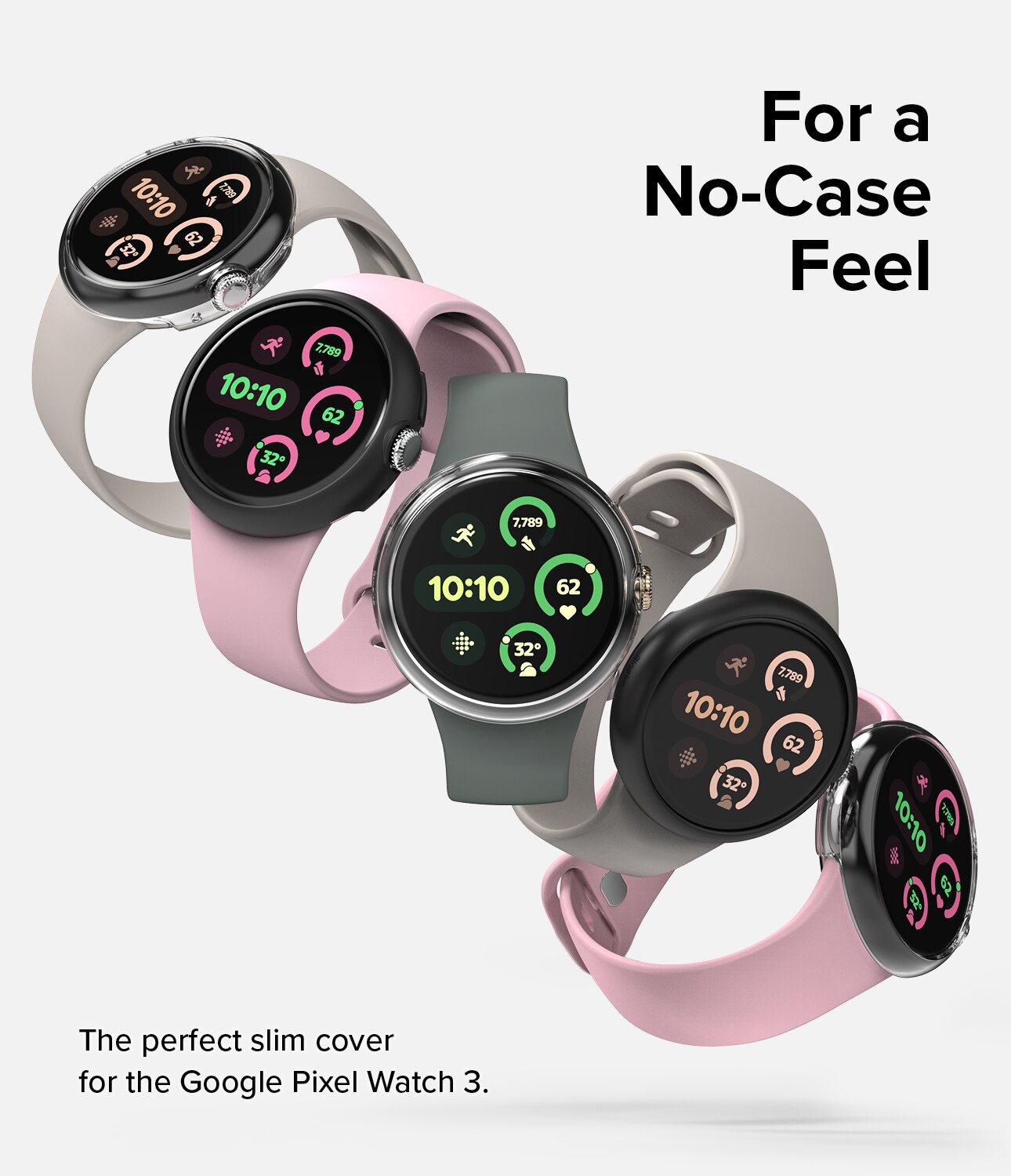 Coque Slim (2 pièces) Google Pixel Watch 3 45mm, Matte Black & Clear
