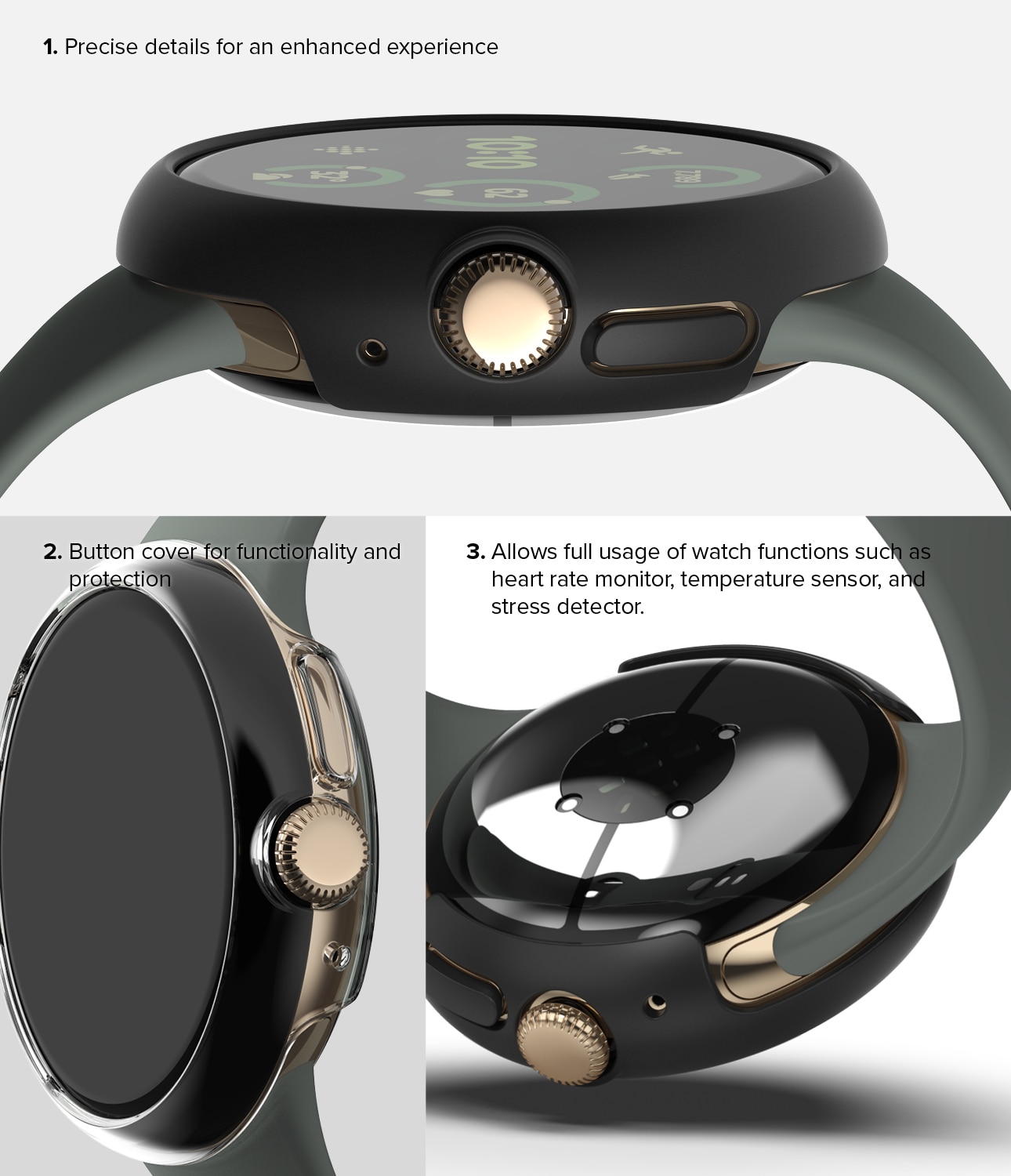 Coque Slim (2 pièces) Google Pixel Watch 3 45mm, Matte Black & Clear