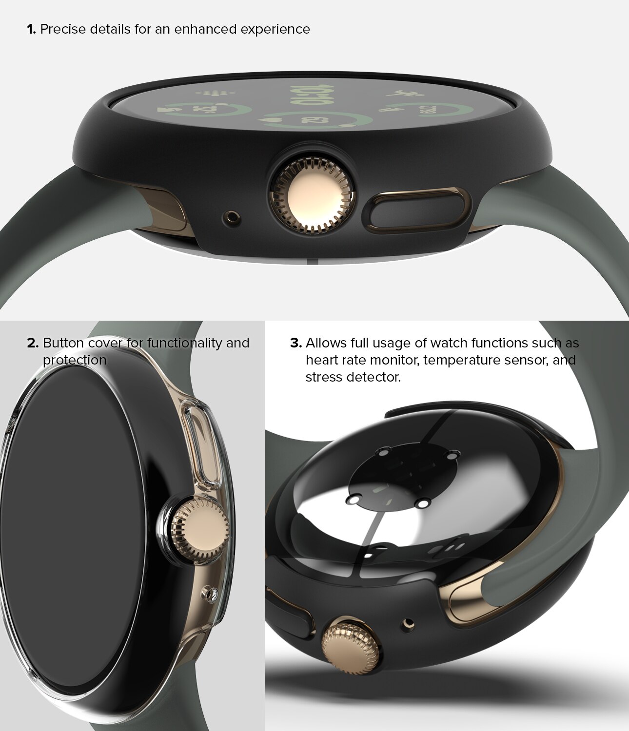 Coque Slim (2 pièces) Google Pixel Watch 3 41mm, Matte Black & Clear