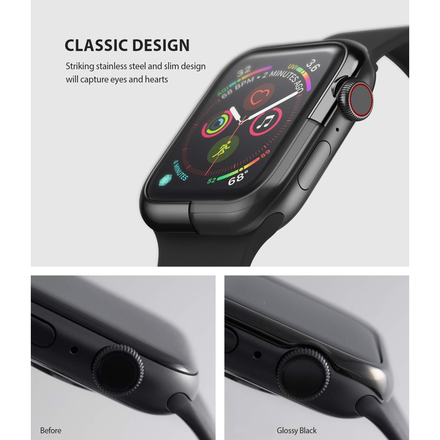 Bezel Styling Apple Watch 45mm Series 9, Glossy Black