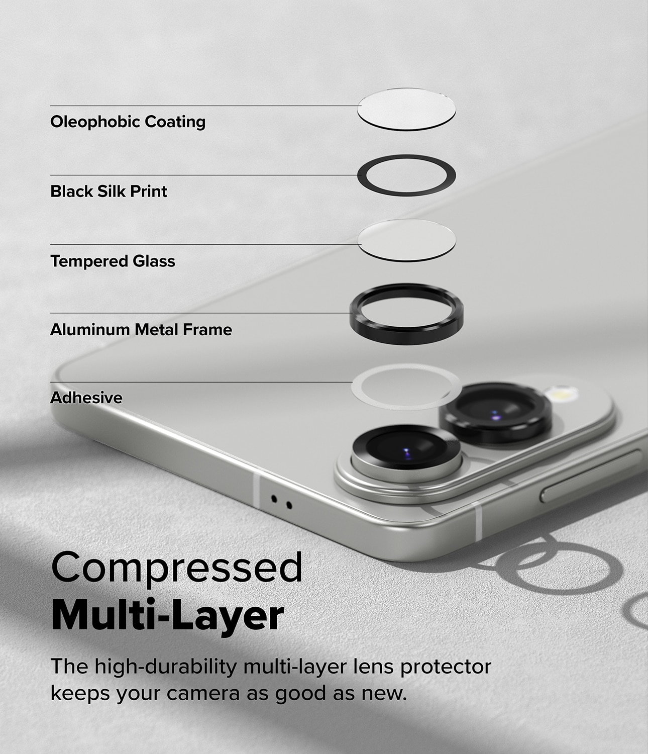 Camera Lens Frame Glass (2 pièces) Samsung Galaxy S25 Edge Black