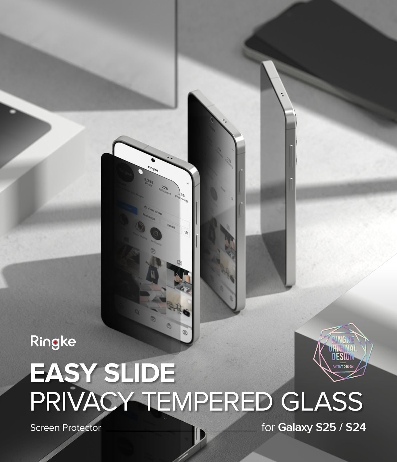 Easy Slide Privacy Glass (2 pièces) Samsung Galaxy S25