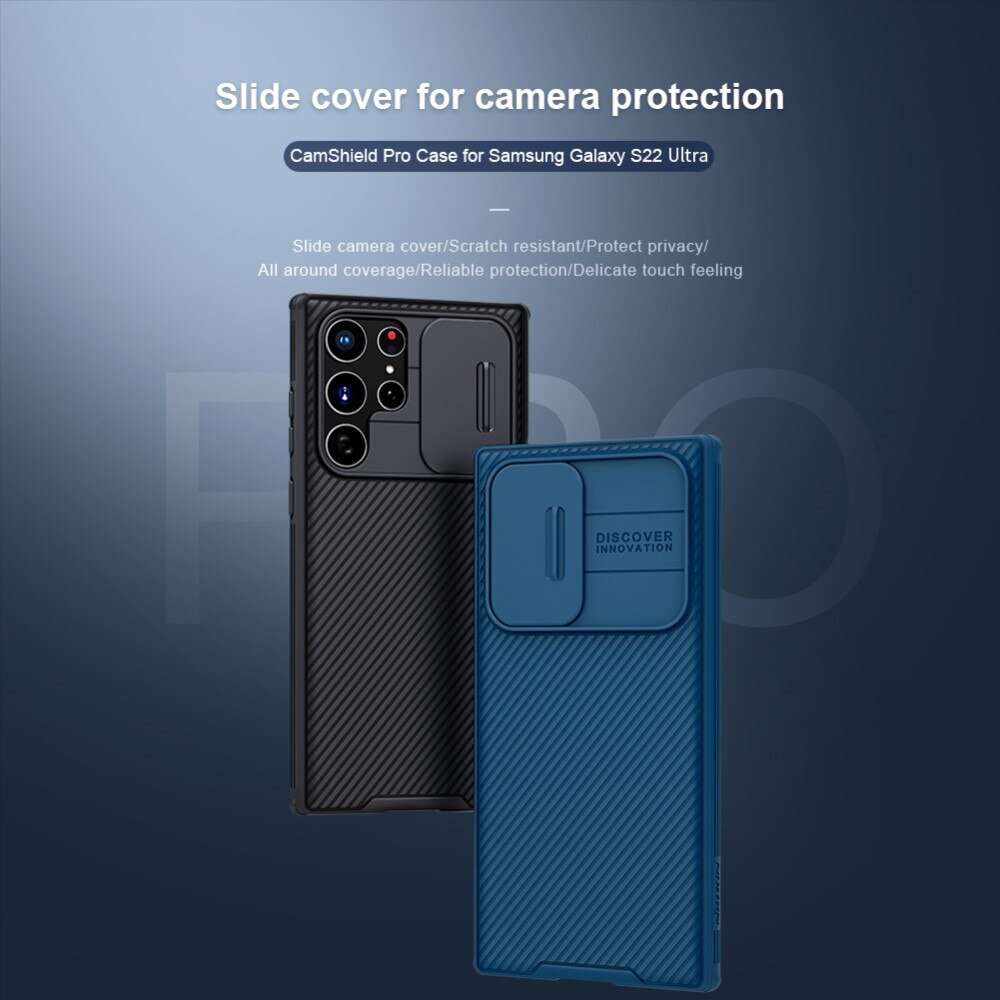 Coque CamShield Samsung Galaxy S22 Ultra, Bleu