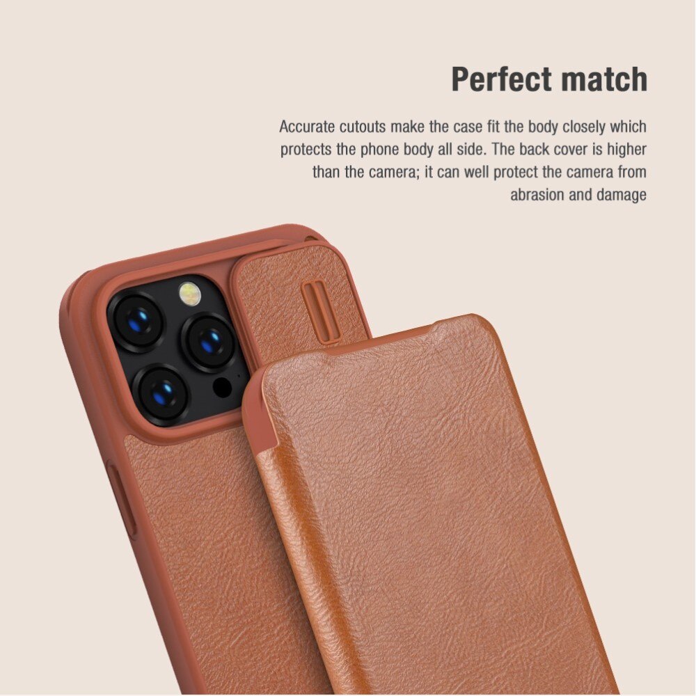 Etui Qin Pro CamShield iPhone 14 Pro Brown