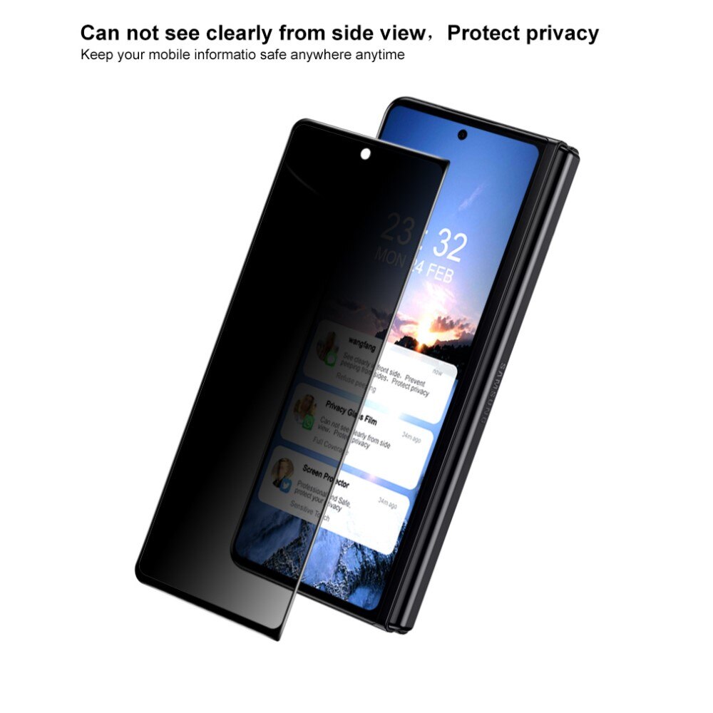 Protecteur d'écran complet de confidentialité en verre trempé Samsung Galaxy Z Fold 4 Noir