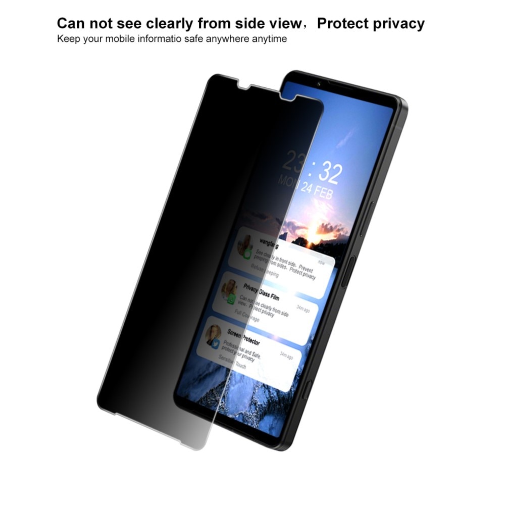Protecteur d'écran complet de confidentialité en verre trempé Sony Xperia 1 IV Noir