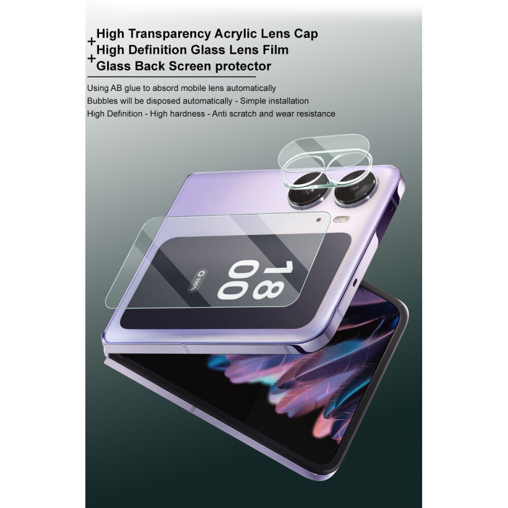 Protecteur d'objectif + Protection d'écran arriere en verre trempé Oppo Find N2 Flip Transparent