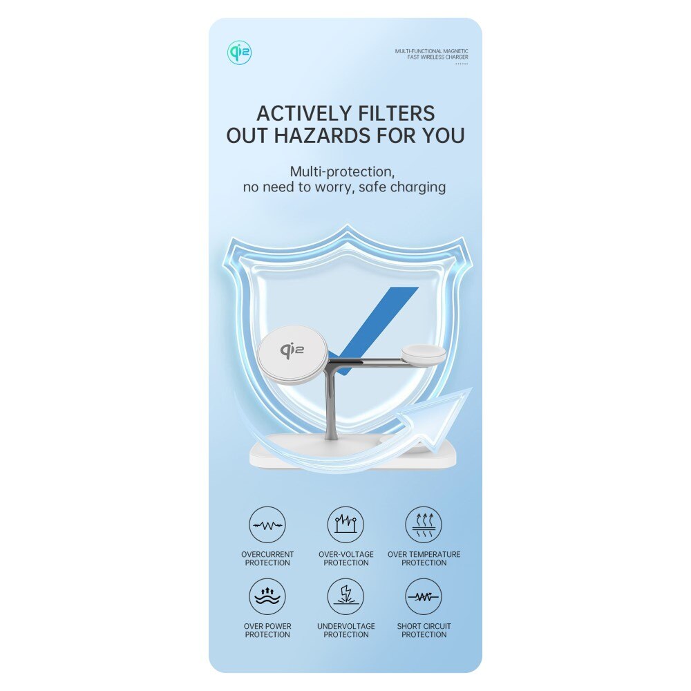 Station de Charge Sans Fil 3-en-1 Qi2 MagSafe, blanc